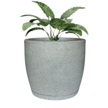 Imagem de Vaso Grande Cone Decorativo Polietileno Planta Jardim Varanda (Branco Stone)