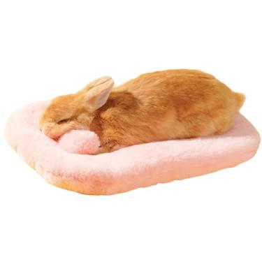 Imagem de Copfeu Cama de porquinho da índia, cama de coelho, animal pequeno, hamster, tapetes quentes de inverno para coelho, hamster, esquilo, ouriço, chinchila, acessórios para animais pequenos (rosa)
