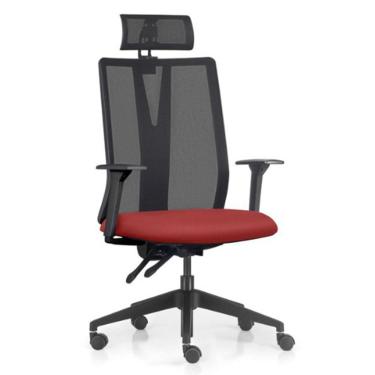 Imagem de Cadeira Escritório Giratória Presidente Flow F02 Base Preta Sintético Vermelho - Lyam Decor