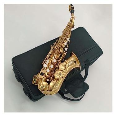 Imagem de Saxofone alto curvado profissional dourado laqueado B instrumento jazz sax latão com estojo