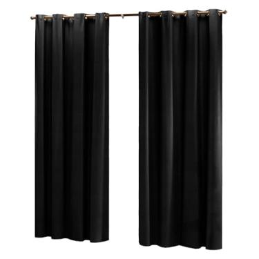 Imagem de Cortina Blackout PVC (Plástico) Decorativa Corta Luz 100% 2,80M x 2,80M de Porta Janela com Ilhós (PRETO)