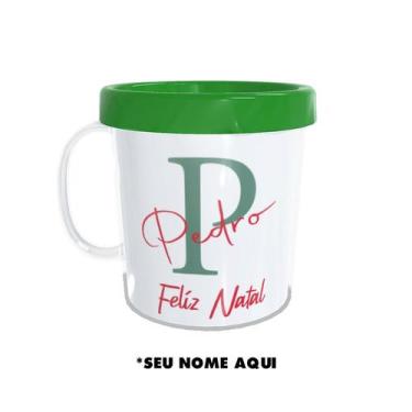 Imagem de Caneca Acrílica Rosqueável Personalizada - Feliz Natal com Nome - Verd