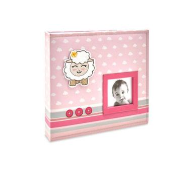 Imagem de Álbum Bebê Tecido Rosa Ovelha Menina 200 Fotos 10X15