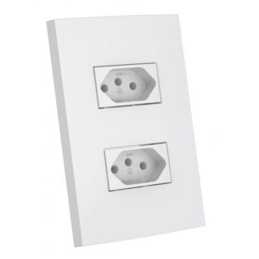 Imagem de Conjunto Tomada Dupla 10A 4X2 Enerbras Dubai Branco Ed5427En
