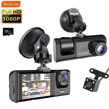 Imagem de Dash Cam 1080p 3 Câmeras - Gravação em Loop, Visão Noturna e IR, 2 câm