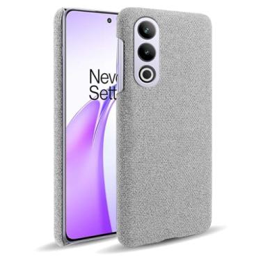 Imagem de Capa para Oneplus ACE 3V,Capa desenhada em lona,Case Protetora Ultrafina com Empunhadura Macia,Design em Tecido Antichoque e Antiarranhões-Light gray