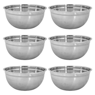 Imagem de Kit De Bowls Tigela Em Aço Inox 3,2 Litros Para Confeitaria Com 6 Unidades
