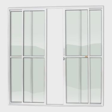 Imagem de Porta de Alumínio de Correr 210x200cm 4 Folhas com Vidro Liso Super Brilhante Brimak