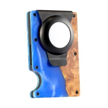 Imagem de Carteira minimalista masculina – Carteira com bolso frontal com bloqueio de RFID com clipe para dinheiro, porta-cartões, design compacto e leve – presente perfeito para homens, Azul, Nebula Guardian