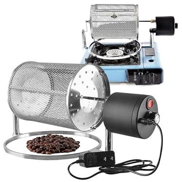 Imagem de Torradeira de café elétrica em grão - velocidade ajustável, uso duplo - carregamento tomável, torradeira de café tipo tambor de aço inoxidável, torradeira de café para casa