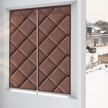 Imagem de Cortina de isolamento de janela de inverno com proteção fria quente à prova de vento à prova de som, cortinas blackout de algodão espesso, para aquecedor de ar condicionado, sala/cozinha