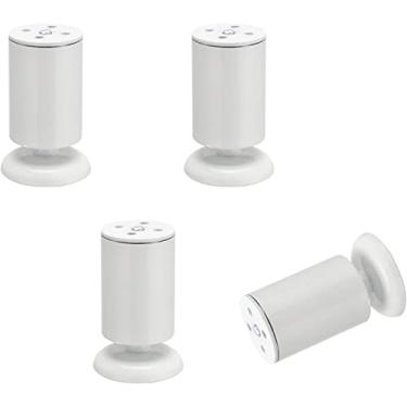 Imagem de XWZFFAI Conjunto de 4 pernas metálicas brancas para móveis, pés cilíndricos resistentes, pernas de sofá ajustáveis de aço inoxidável, elegante e bonito, rolamento de peso: 200 kg/18 cm/7,1 pol