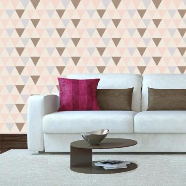 Imagem de Papel Parede Triangulo Geométrico Rosa Azul Marrom Adesivo