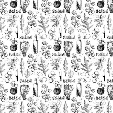Imagem de Papel De Parede Salada Branco E Preto Autocolante Cozinha