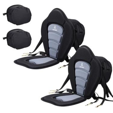 Imagem de JAYEGT Assento De Caiaque, Canoa Acolchoado Luxo Com Apoio Para As Costas, Prancha Stand-Up Paddle, Pesca Universal Bolsa Armazenamento Removível E 4 Alças Ajustáveis. (2 Peças Caiaque)