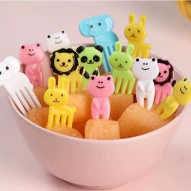 Imagem de Kit 30 Garfinhos Plástico Para Petisco Infantil Animais Coloridos - Ri