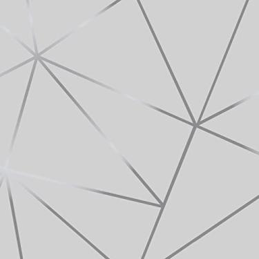 Imagem de Papel De Parede Adesivo Cinza Prata Moderno Geométrico Triângulo 10m