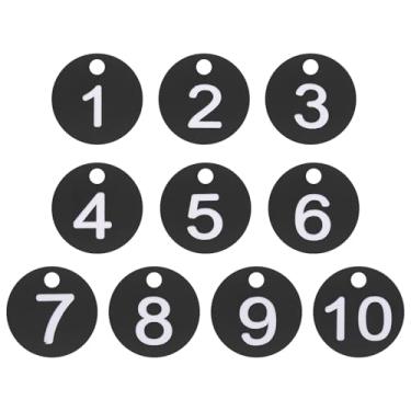 Imagem de PATIKIL 1 a 10 etiquetas numeradas de plástico com identificação numerada para chaveiros de dormitório caixa de armário de academia, preto com texto branco