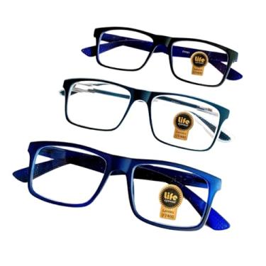 Imagem de Armação Óculos Grau Perto Justin Emborrachado Várias Cores Para Leitura (Azul Transparente, +1.75)