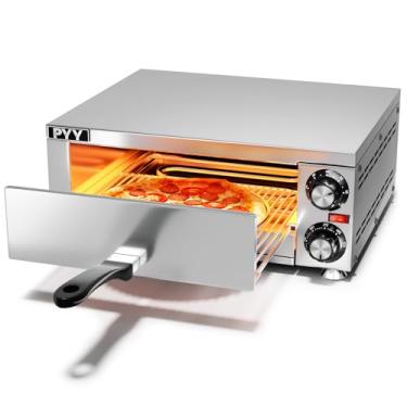 Imagem de PYY Forno de pizza elétrico interno – Máquina comercial de aço inoxidável para bancada com bandeja de migalhas para casa