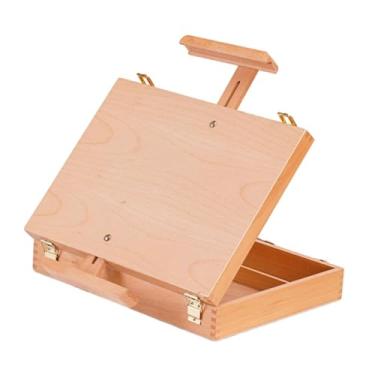Imagem de Fancyes Cavalete de mesa, caixa de ferramentas de pintura portátil com gavetas duplas, caixa de esboços de madeira, de pintura a óleo para mesa, adulto,