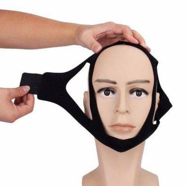 Imagem de Faixa De Cabeça Anti-Ronco Neoprene Ajustável Preto E Azul