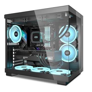 Imagem de PCCOOLER C3T500 ARGB PC Case Mid Tower Desktop Gaming Capa superior para ATX/M-ATX/ITX com 6 ventoinhas ARGB, design sem colunas, radiador de 360 mm e suporte GPU de 400 mm, fácil instalação (preto)