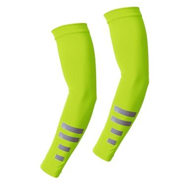 Imagem de Colaxi Mangas de braço de resfriamento, 1 par de manguitos respiráveis ​​com proteção UV para passeios de barco, pesca, corrida, esportes e acampamento, Amarelo Fluorescente