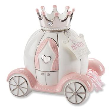 Imagem de Baby Aspen - Porquinho de Cerâmica de Porcelana com Carruagem de Princesa, Banco de Brinquedo para Meninas, Rosa, 21 x 15 x 22 cm