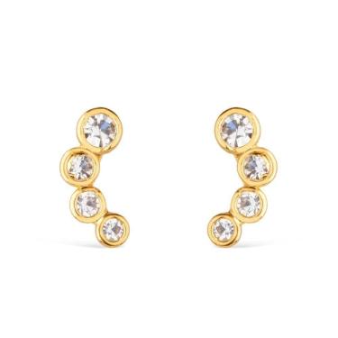 Imagem de Brinco Dourado Com 4 Pontos De Luz Em Zircônia