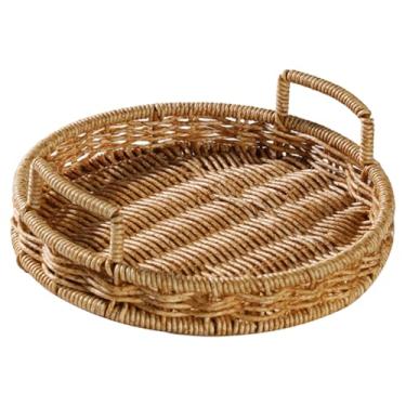 Imagem de Cesta de frutas de 28 x 7,5 cm, rasa de PP, com alça, bandeja de tecido suave e fácil de lavar para lanches, doces e mais
