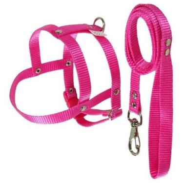 Imagem de Guia com peitoral porte medio M rosa - Maxpet