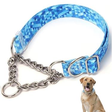 Imagem de Coleira gargantilha de aço inoxidável para cães grandes, coleira martingale para cães, coleira deslizante para cães, treinamento resistente, à prova de fuga, coleira para cães para cães de estimação