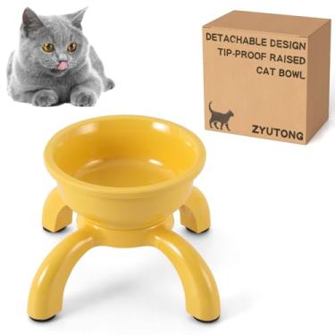 Imagem de Tigelas elevadas para gatos – Tigela inquebrável para gatos elevados, alimentador de melamina, lavável na lava-louças, base larga com pés antiderrapantes, tigelas adequadas para bigodes para gatos