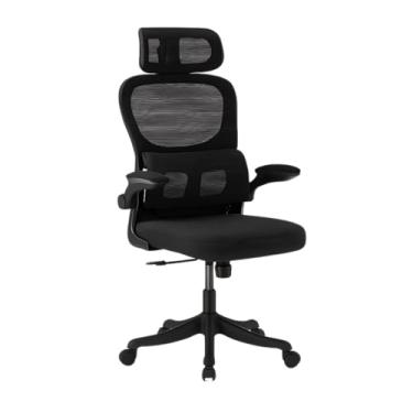 Imagem de Cadeira Ergonômica VMSTARK com Encosto Ajustável, Apoio de Braço Rebatível, Assento Macio, Malha Respirável e Rodízios – Suporta até 200kg, Ideal para Escritório e Home Office