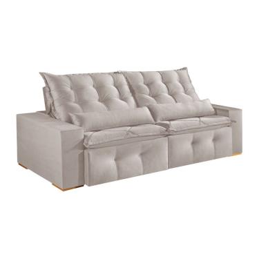 Imagem de Sofá 3 Lugares Retrátil e Reclinável França Veludo Areia 230 cm