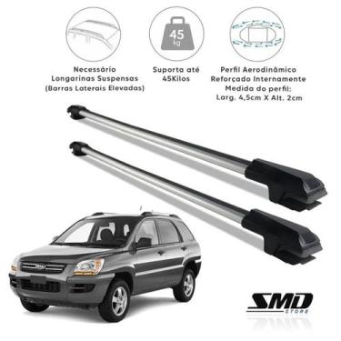 Imagem de Rack Travessa Teto Prata Aluminio Kia Sportage 2004 A 2009 - SMD