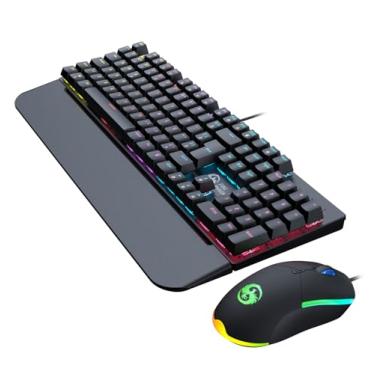 Imagem de Kit Teclado e Mouse Mecânico Gamer RGB, ABNT2, Switch Blue, Iluminado, BK-03 (Preto)