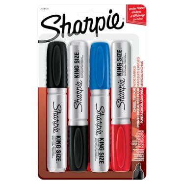Imagem de Sharpie Marcador permanente King Size, ponta de cinzel grande, ótimo para pôsteres, sortidas, 4 unidades