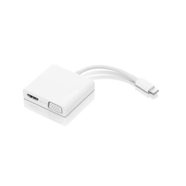 Imagem de Lenovo Hub de viagem 3 em 1 USB C, 4K HDMI, VGA, USB 3.0, Plug and Play, apenas 0 kg, GX90T33021, branco