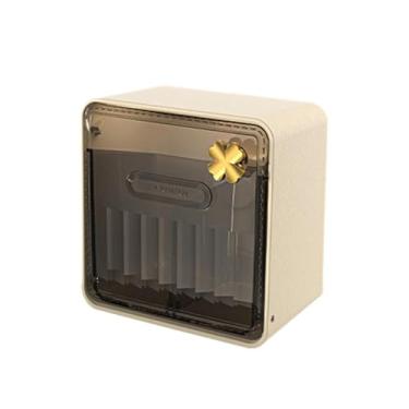 Imagem de Fenteer Caixa de armazenamento de parede, dispensador de maquiagem, decoração, capa protetora à prova de poeira, recipiente para maquiagem, ovos, grampo de, Amarelo Claro