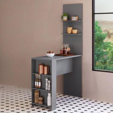 Imagem de Bancada de Cozinha Nara 5 Prateleiras Cinza - Pnr Móveis