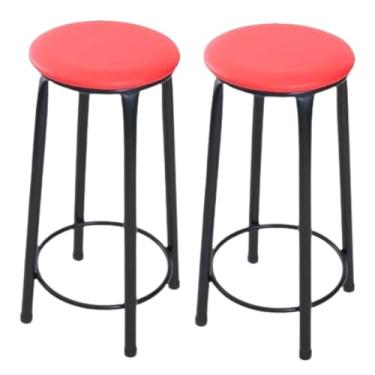 Imagem de 2 banquetas alta sem encosto cozinha bancada balcão area gourmet(vermelho)