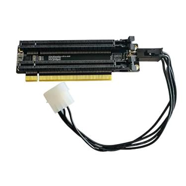 Imagem de Sintech Placa de expansão PCI-e 4.0 16X para 2 portas PCIe 8X/16X, bifurcação PCIe x16 a x8 x 8 com cabo de alimentação ATX de 4 pinos