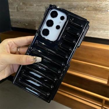 Imagem de Capa protetora de almofada com listras 3D de luxo para Samsung Galaxy S25 S24 S23 Ultra Plus FE A55 A35 M55 M15 F55, capa à prova de choque, preta, para Samsung S25