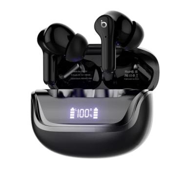 Imagem de Fone de Ouvido Bluetooth, Basike Fone sem Fio TWS, Bluetooth 5.3 Até 60 Horas de Bateria, Toque Sensível, 62dB ANC Cancelamento de Ruído Musicas Graves Potentes para Academia Corrida (Preto)