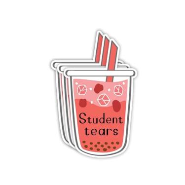 Imagem de (3 peças) Adesivo de lágrimas de estudante engraçado bolha chá sarcástica frase motivacional ensino da vida escolar decalque de vinil inspirador para copo laptop Kindle garrafas de água tablet livros