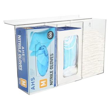 Imagem de AMERICAN HOSPITAL SUPPLY Dispensador De Luvas Duplas Com Tampa Da [Pacote 1] - Recipiente Armazenamento Transparente Parafusos, Acrílico Para Luvas, Máscaras Faciais, Redes Cabelo, Uso Industrial E