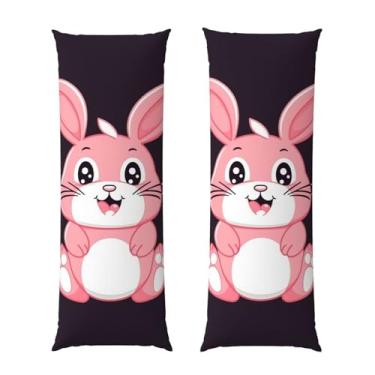 Imagem de Capa de travesseiro corporal com zíper oculto, fronha longa de microfibra macia e respirável para travesseiro corporal, capa de travesseiro de coelho rosa fofo para dormir presente de cama 50 x 137 cm