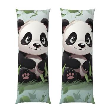 Imagem de Capa de travesseiro de corpo panda ultramacia com zíper oculto longa capa de travesseiro respirável 50,8 cm x 137,2 cm capa de almofada decorativa para sofá de quarto